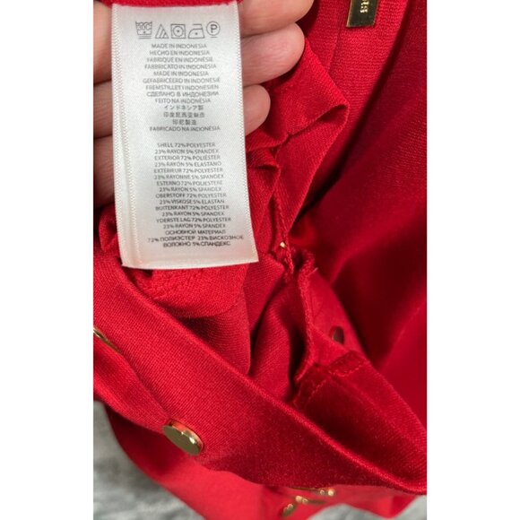 Michael Kors Dress Women's Size 10 Red Golden Circles Preppy Long Sleeve - Picture 9 of 10
